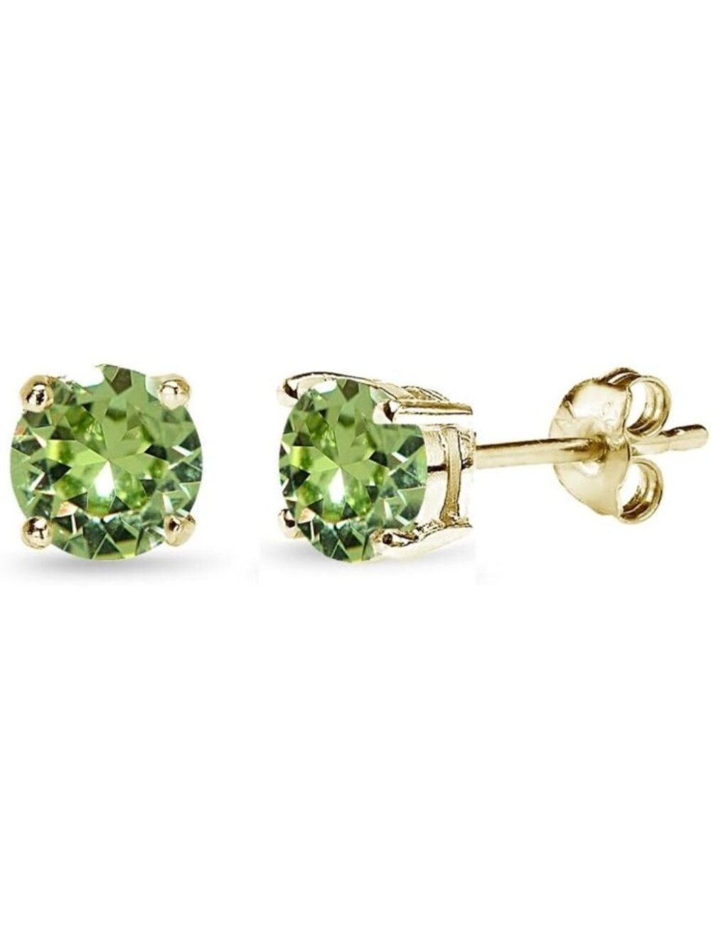 Gold Stud Earrings for Women - 5mm Round Birthstone Crystal, Cartilage Jewelry